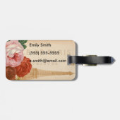 Paris Tower met Rustic Flowers Bagagelabel (Achterkant horizontaal)