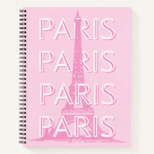 Paris Travel Art, Reiskunst, Preppy Art, Roze Notitieboek
