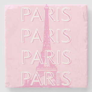 Paris Travel Art, Reiskunst, Preppy Art, Roze Stenen Onderzetter