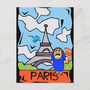 Paris Travel Cartoon Briefkaart