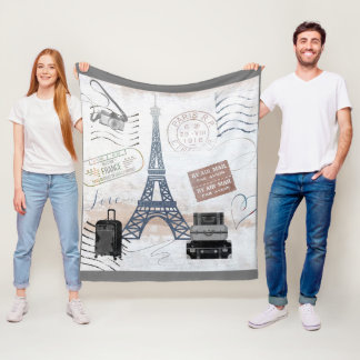 Paris Travel Collage Fleece Deken