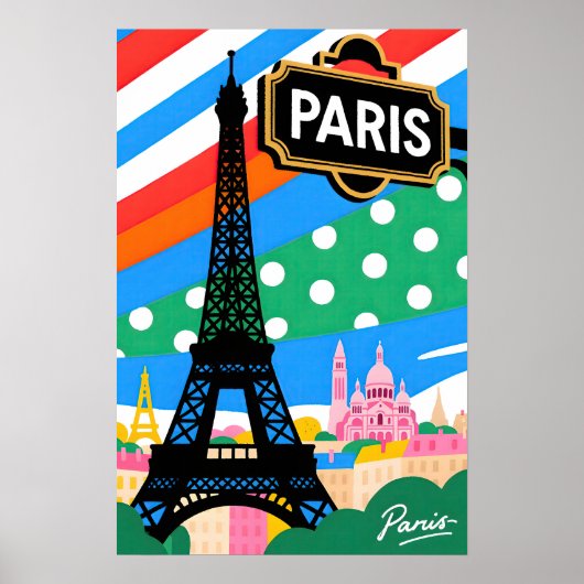 Paris Travel Pop Art Poster (Voorkant)