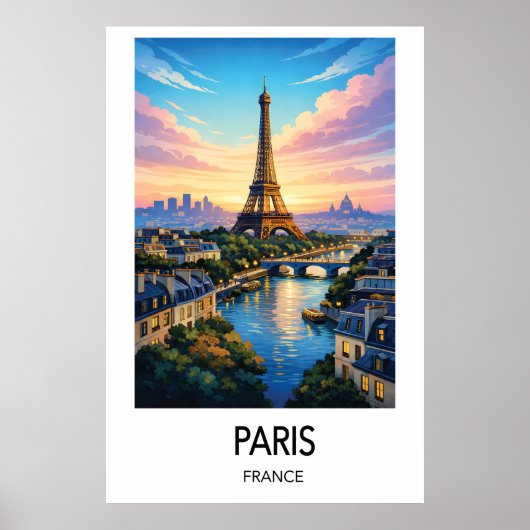 Paris Travel Poster France Wall Art (Devant)