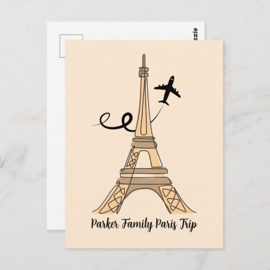  Paris Trip Chique Eiffeltoren Vliegtuig Briefkaart (Voorkant / Achterkant)