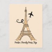  Paris Trip Chique Eiffeltoren Vliegtuig Briefkaart (Voorkant)