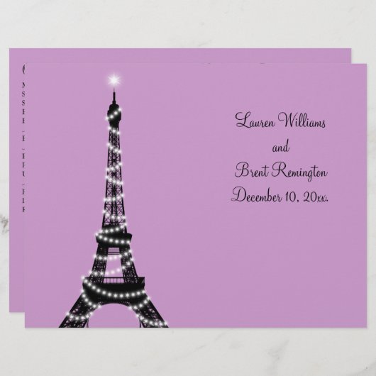 Paris Twinkles Wedding Programme (Voorkant / Achterkant)
