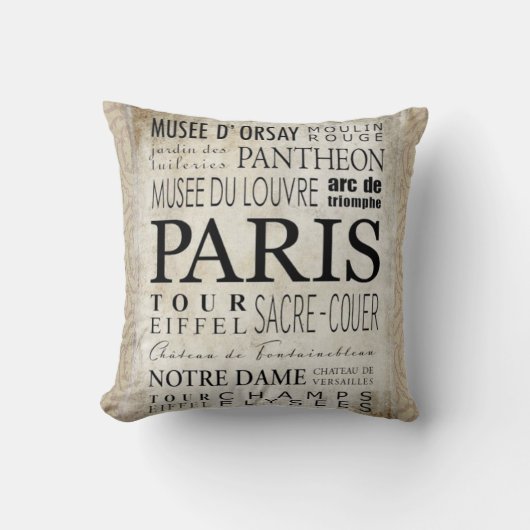 Paris Typografie - Subway Style Kussen (Voorkant)