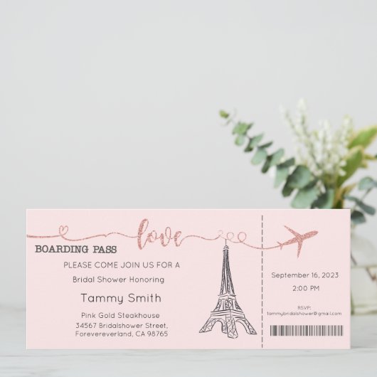 Paris Uitnodiging, Paris Bridal Shower Uitnodiging (Staand voorkant)