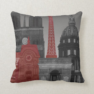 Paris Verhogingen bij Nacht - Rood Kussen
