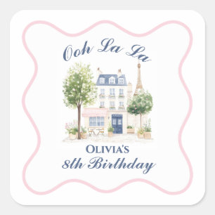 Paris Verjaardag Parijse Cafe Theepartij Vierkante Sticker