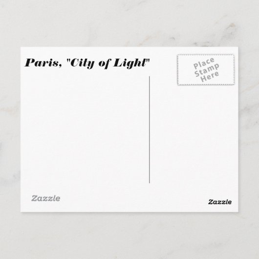 Paris Ville Lumière Tour Eiffel Carte postale fran (Dos)