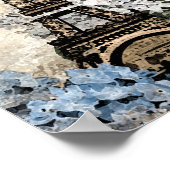 Paris Vintage Hydrangeas Dark Poster ou imprimer (Coin)