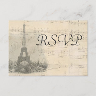 Paris Vintage Music Wedding Carte RSVP