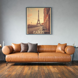 Paris Vintage Travel Pastel Eiffeltoren Poster