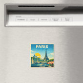 Paris Vintage Travel Poster Magnet (In Situ (Lave-vaisselle))