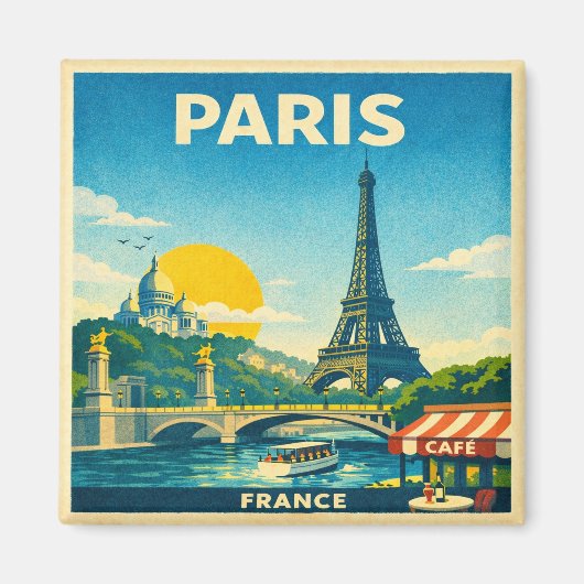 Paris Vintage Travel Poster Magnet (Devant)