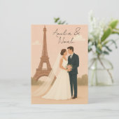Paris Wedding Invitation | Elegant Eiffel Tower  Kaart (Staand voorkant)
