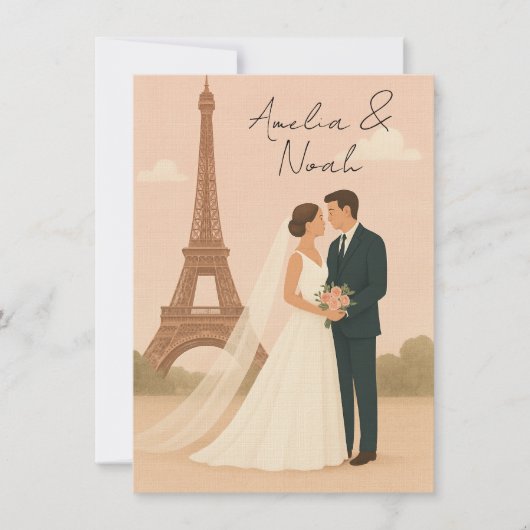 Paris Wedding Invitation | Elegant Eiffel Tower  Kaart (Voorkant)