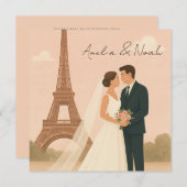 Paris Wedding Invitation | Elegant Eiffel Tower  Save The Date (Voorkant / Achterkant)