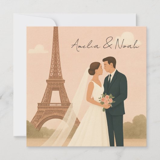 Paris Wedding Invitation | Elegant Eiffel Tower  Save The Date (Voorkant)