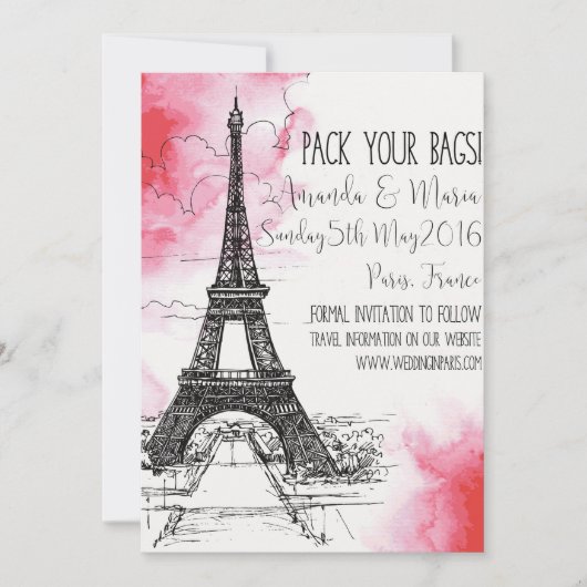 Paris Wedding op bestemming datum opslaan Save The Date (Voorkant)