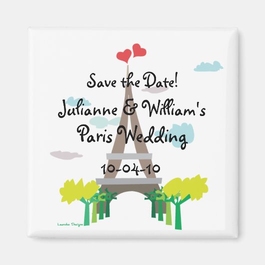 Paris Wedding Save the Date Magnet Magneet (Voorkant)