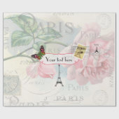 Paris Wedding  Shabby-Chic Pink Custom Cadeaupapier (Vlak)
