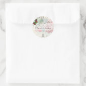 Paris Wedding  Shabby-Chic Pink Custom Ronde Sticker (Tas)