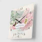 Paris Wedding Shabby-Chic Pink Custom Vierkante Klok (Hoek)