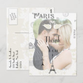 Paris Wedding Theme Bedankt Briefkaart (Voorkant / Achterkant)