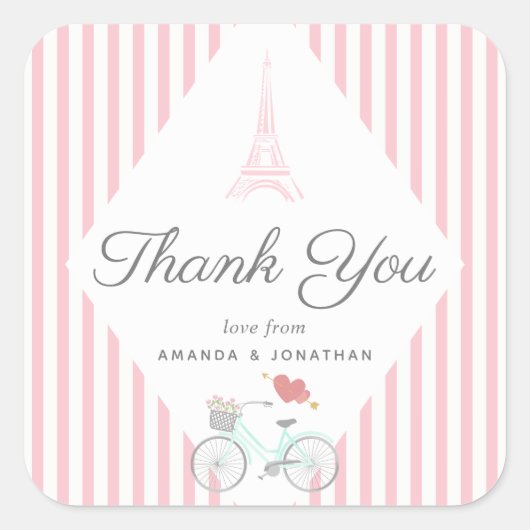 Paris Wedding Vierkante Sticker (Voorkant)