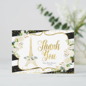 Paris White Floral Vrijgezellenfeest Hartelijk dan Bedankkaart (Staand voorkant)