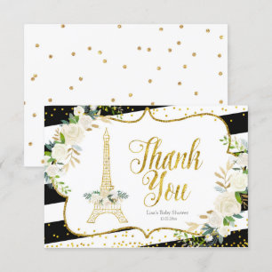 Paris White Floral Vrijgezellenfeest Hartelijk dan Bedankkaart