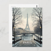 Paris Winter Snow Eiffel Tower Briefkaart (Voorkant / Achterkant)