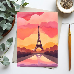 Paris Zonsondergang   Eiffeltoren Frankrijk Waterv Briefkaart