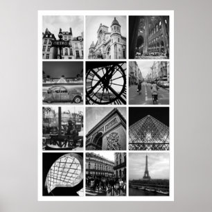 PARIS zwart-wit fotografie-collage Poster