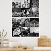 PARIS zwart-wit fotografie-collage Poster (Keuken)