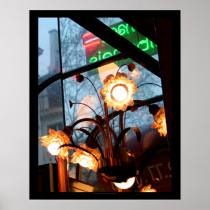 Parisiaanse atmosferische lampen en reflectie-Post Poster
