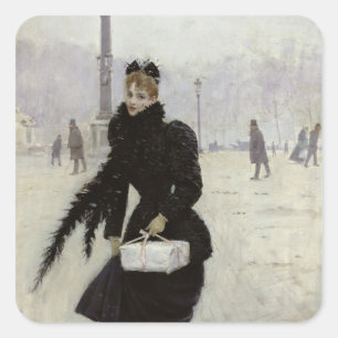 Parisiaanse vrouw in het Concorde Vierkante Sticker