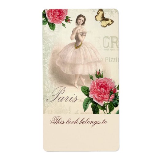 Parisian Ballerina Bookplaat Etiket (Voorkant)