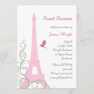 Parisian Birthday Invitation (wit) Kaart