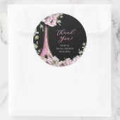 Parisian Black Pink Floral Bridal Shower Sticker (Sac)