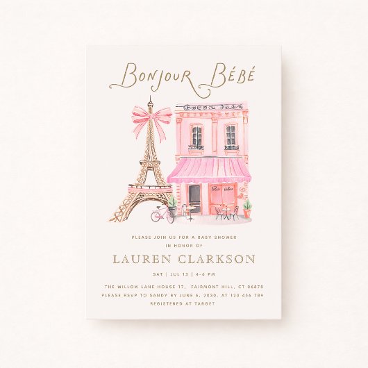 Parisian Café Bonjour Bébé Baby Shower Invitation