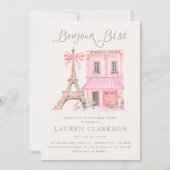 Parisian Café Bonjour Bébé Baby Shower Invitation (Devant)