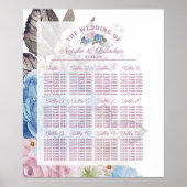 Parisian Charm Blue & Pink Table Seating Chart Poster (Voorkant)