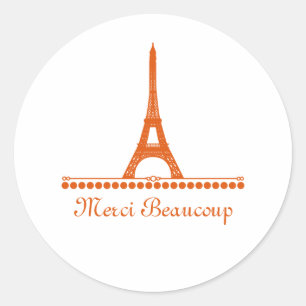 Parisian Chic Hartelijk dank Stickers, Oranje Ronde Sticker