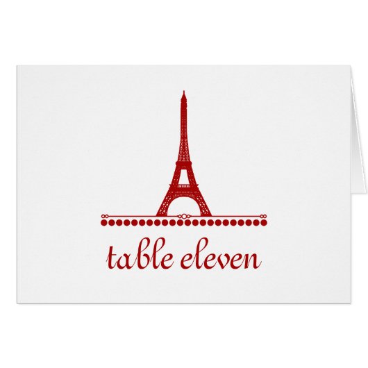 Parisian Chic Table Number Kaart, rood (Voorkant Horizontaal)