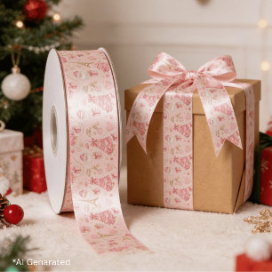 Parisian Coquette Stof Pink Toile Kerst Lint