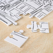 Parisian Corner Black and White Jigzaag Puzzle Legpuzzel (Zijkant)