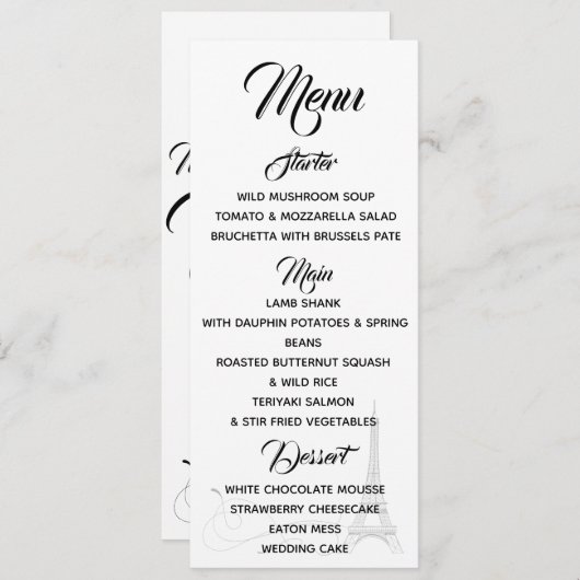 Parisian Doodles Menu (Voorkant / Achterkant)